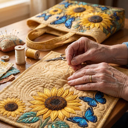 Artisan Táska - Napraforgók és Kék Pillangók
