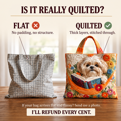 Kézműves Táska - Shih Tzu Könyvekkel és Virágokkal